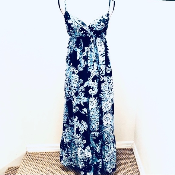 INC International Concepts Dresses & Skirts - INC International Concepts Navy Blue and White Maxi Dress